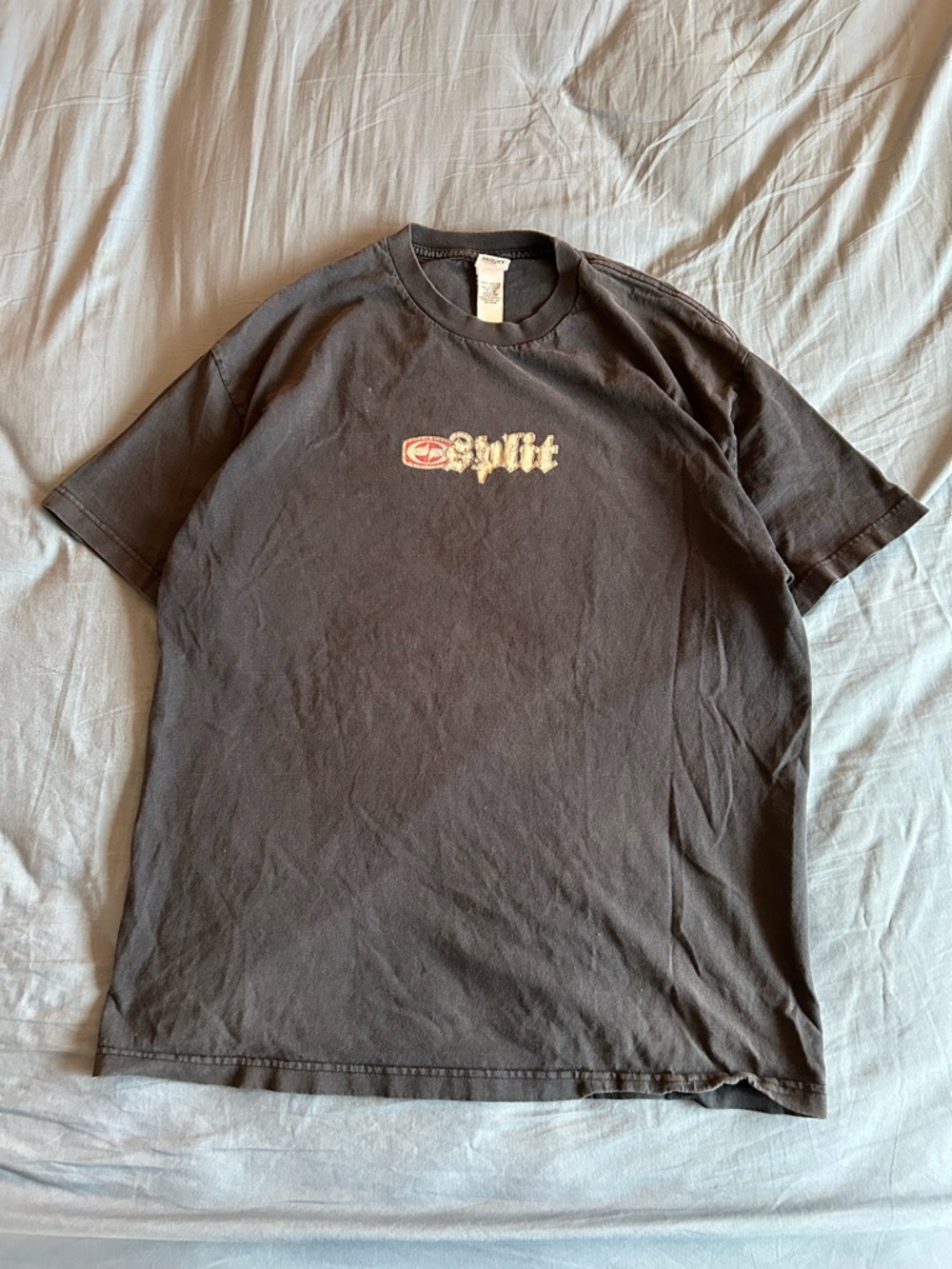 Rare Vintage 00s SPLIT Skate Y2K Spellout T Shirt Size XL Skateboarding Faded